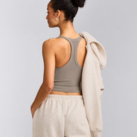 Mellow™ Rib Racer Back Mid Tank Top with Built in Bra Shelf | Warm Minky