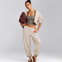 Mellow™ Rib Racer Back Mid Tank Top with Built in Bra Shelf | Warm Minky