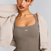 Mellow™ Rib Racer Back Mid Tank Top with Built in Bra Shelf | Warm Minky