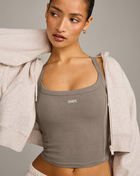 Mellow™ Rib Racer Back Mid Vest with Built in Bra Shelf | Warm Minky