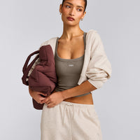 Mellow™ Rib Racer Back Mid Tank Top with Built in Bra Shelf | Warm Minky