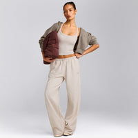 Mellow™ Rib Racer Back Mid Tank Top with Built in Bra Shelf | Oat Marl