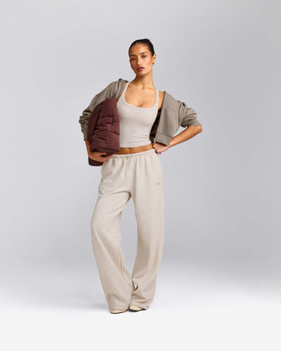 Mellow™ Rib Racer Back Mid Tank Top with Built in Bra Shelf | Oat Marl