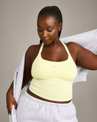 Mellow™ Rib Racer Back Mid Vest with Built in Bra Shelf | Pastel Yellow