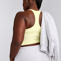 Mellow™ Rib Racer Back Mid Tank Top with Built in Bra Shelf | Pastel Yellow