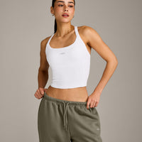 Mellow™ Rib Racer Back Mid Vest with Built in Bra Shelf | White
