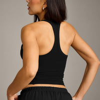 Mellow™ Rib Racer Back Vest with Built in Bra Shelf | Black