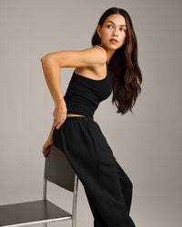 Mellow™ Rib Racer Back Vest with Built in Bra Shelf | Black
