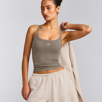 Mellow™ Rib Racer Back Tank Top with Built in Bra Shelf | Warm Minky