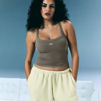 Mellow™ Rib Racer Back Tank Top with Built in Bra Shelf | Warm Minky