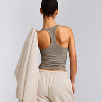 Mellow™ Rib Racer Back Tank Top with Built in Bra Shelf | Warm Minky