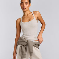 Mellow™ Rib Racer Back Vest with Built in Bra Shelf | Oat Marl