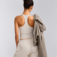 Mellow™ Rib Racer Back Vest with Built in Bra Shelf | Oat Marl