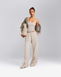 Mellow™ Rib Racer Back Vest with Built in Bra Shelf | Oat Marl