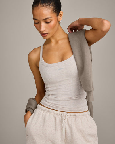 Mellow™ Rib Racer Back Vest with Built in Bra Shelf | Oat Marl