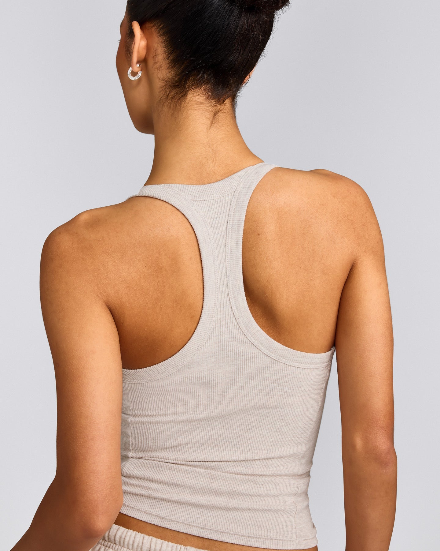 Mellow™ Rib Racer Back Vest with Built in Bra Shelf | Oat Marl