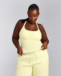 Mellow™ Rib Racer Back Tank Top with Built in Bra Shelf | Pastel Yellow