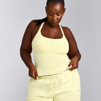 Mellow™ Rib Racer Back Tank Top with Built in Bra Shelf | Pastel Yellow