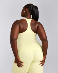 Mellow™ Rib Racer Back Tank Top with Built in Bra Shelf | Pastel Yellow