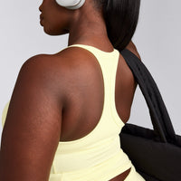 Mellow™ Rib Racer Back Tank Top with Built in Bra Shelf | Pastel Yellow