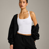 Mellow™ Rib Racer Back Vest with Built in Bra Shelf | White