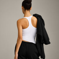 Mellow™ Rib Racer Back Vest with Built in Bra Shelf | White