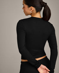 Oner At Home Night Button Down Long Sleeve Top | Black