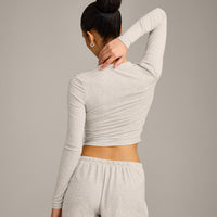 Oner At Home Night Button Down Long Sleeve Top | Oat Marl