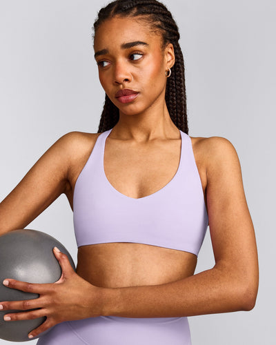SoftMotion™ Bralette with Gray Logo | Lavender Purple