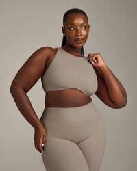 SoftMotion™ High Neck Sports Bra with Grey Logo | Minky