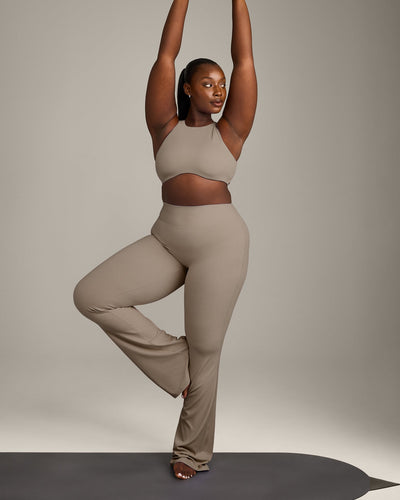 SoftMotion™ High Neck Sports Bra with Grey Logo | Minky