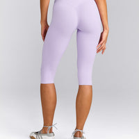 SoftMotion™ High Waisted Capri Leggings with Gray Logo | Lavender Purple