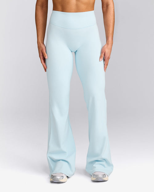 SoftMotion™ Flared Trousers with Gray Logo | Cloud Blue