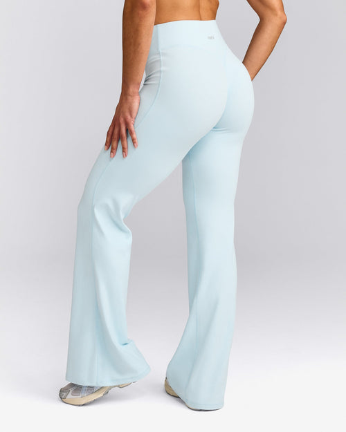SoftMotion™ Flared Trousers with Gray Logo | Cloud Blue