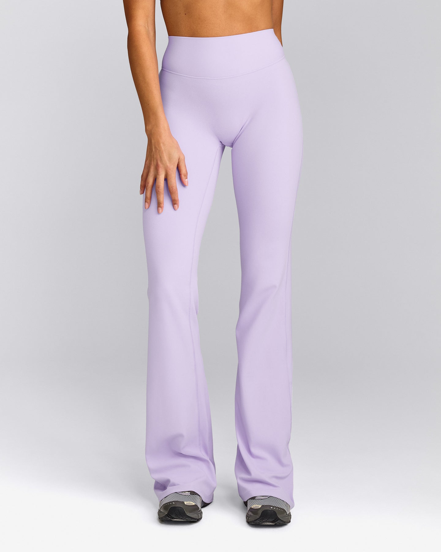 SoftMotion™ Flared Pants with Gray Logo | Lavender Purple