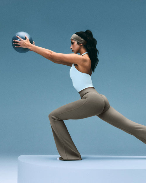 SoftMotion™ Flared Trousers with Gray Logo | Minky