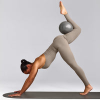 SoftMotion™ High Waisted Leggings with Gray Logo | Minky