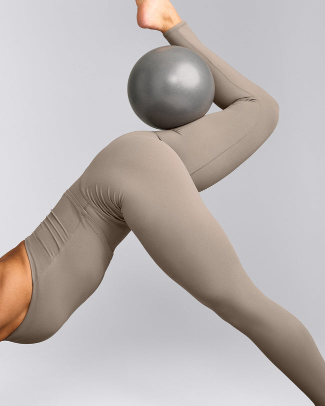 SoftMotion™ High Waisted Leggings with Gray Logo | Minky