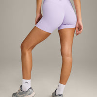 SoftMotion™ High Waisted Shorts 6" with Grey Logo | Lavender Purple