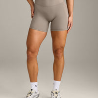 SoftMotion™ High Waisted Shorts 6" with Grey Logo | Minky