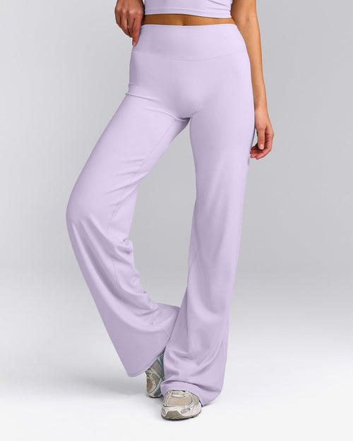 SoftMotion™ Straight Leg Trousers with Gray Logo | Lavender Purple
