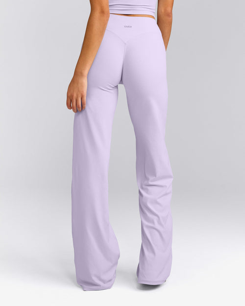SoftMotion™ Straight Leg Trousers with Gray Logo | Lavender Purple