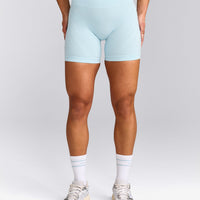 EnhanceLift™ Seamless Shorts with Grey Logo | Cloud Blue