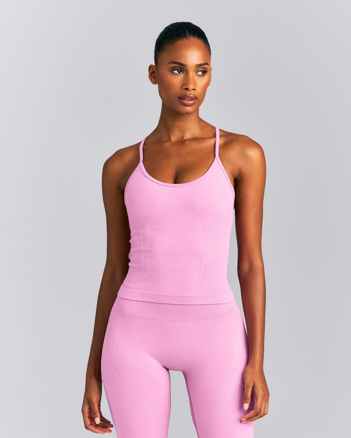 EnhanceLift™ Seamless Strappy Racer Tank Top with Built in Bra New Branding | Rose Pink