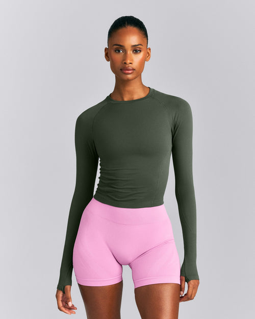 Oner Seamless Fitted Long Sleeve Top | Dark Khaki