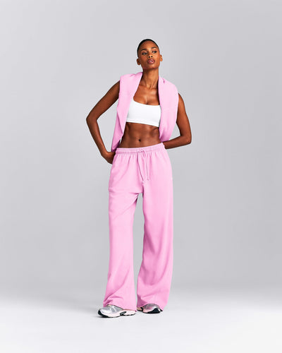 Cotton Vintage Lounge Wide Leg Joggers | Rose Pink