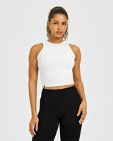 Mellow™ Rib High Neck Mid Tank Top | Light Grey Marl