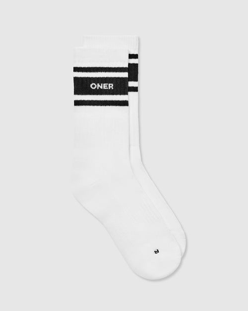 Oner Modal Varsity Long Crew Socks 1 Pack | White/Black
