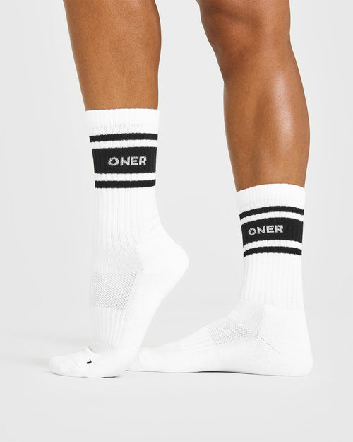 Varsity Long Crew Socks 1 Pack | White/Black