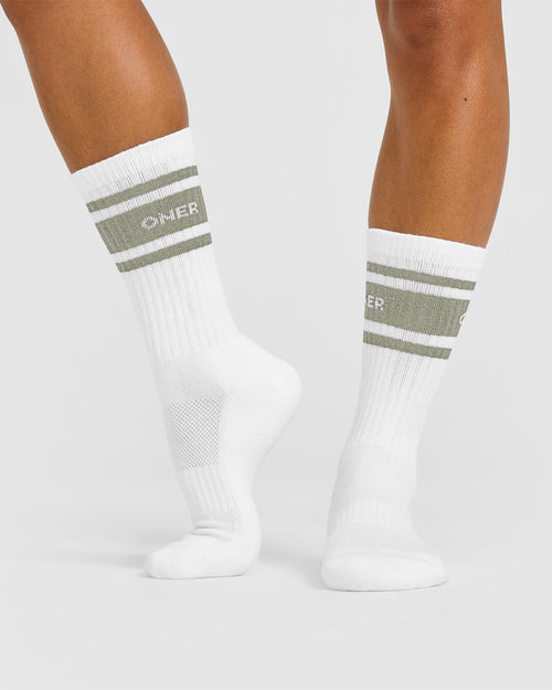 Varsity Long Crew Socks 1 Pack | White/Sage